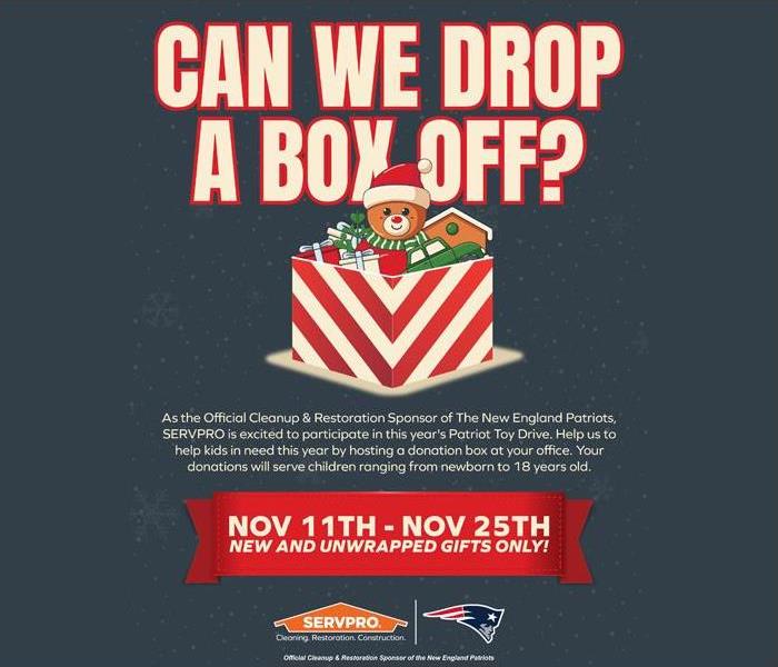 toy drive flyer that explains the details of the Patriots Toy Drive