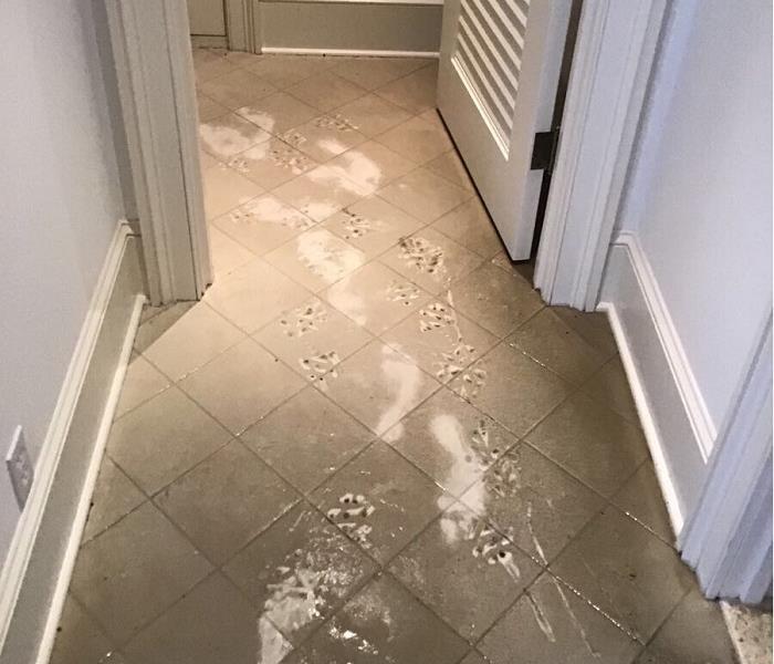 water on floor in hallway of home